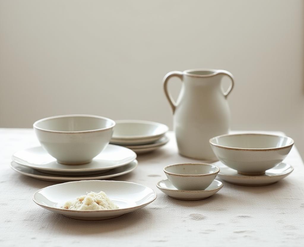 東京の工房で作られたミニマリスト陶器の美しい食器セット